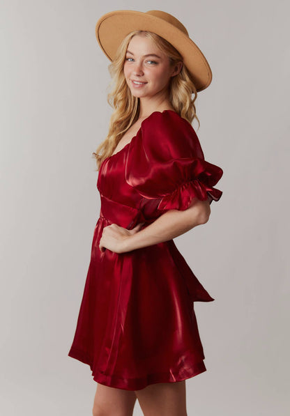 Organza Half Sleeve Back Tied Mini
Dress