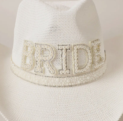 Bride Cowboy Hat with Pearl and Rhinestones