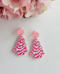 Pink Christmas Tree Earrings