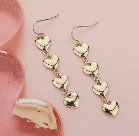 Heart Linked Dropdown Earrings