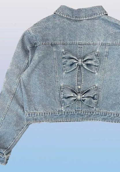 Cropped Bow Denim Jacket