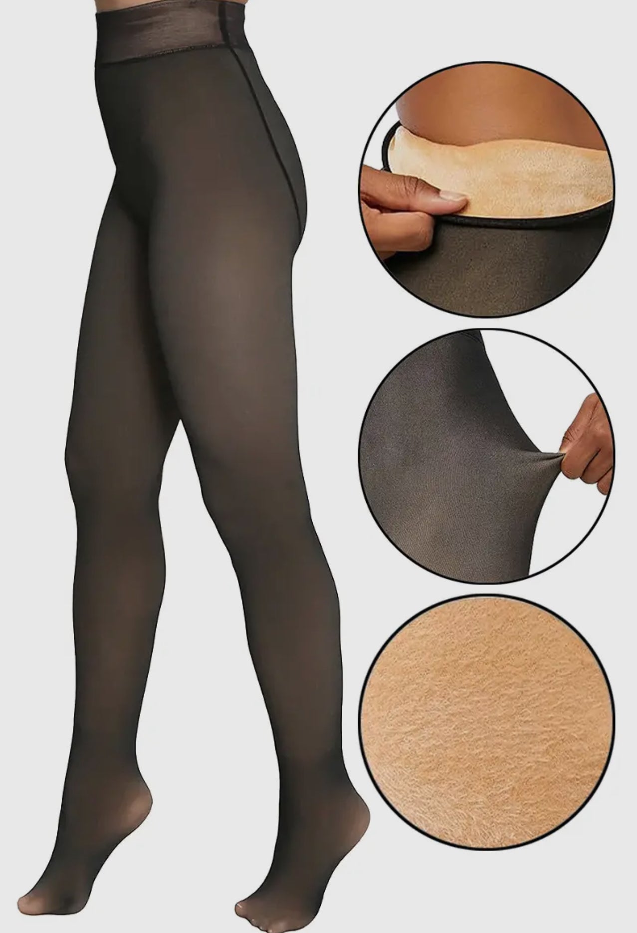 Fake Sheer Fleece Lined Pantyhose Tights