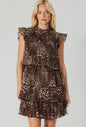 LEOPARD PRINT TIERED
PLEATED DRESS