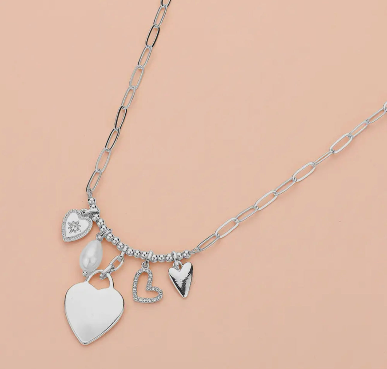 Heart Pearl Charm Necklace