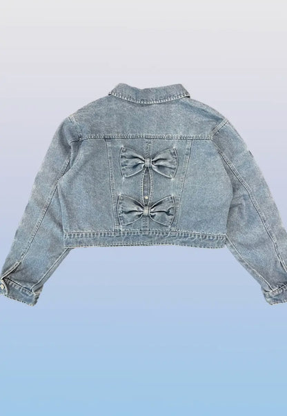 Cropped Bow Denim Jacket