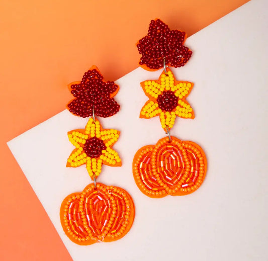 Sunflower w/ Pumpkin Earrings