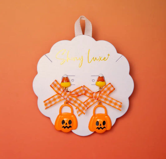 Pumpkin Bucket Earrings w/ Bow