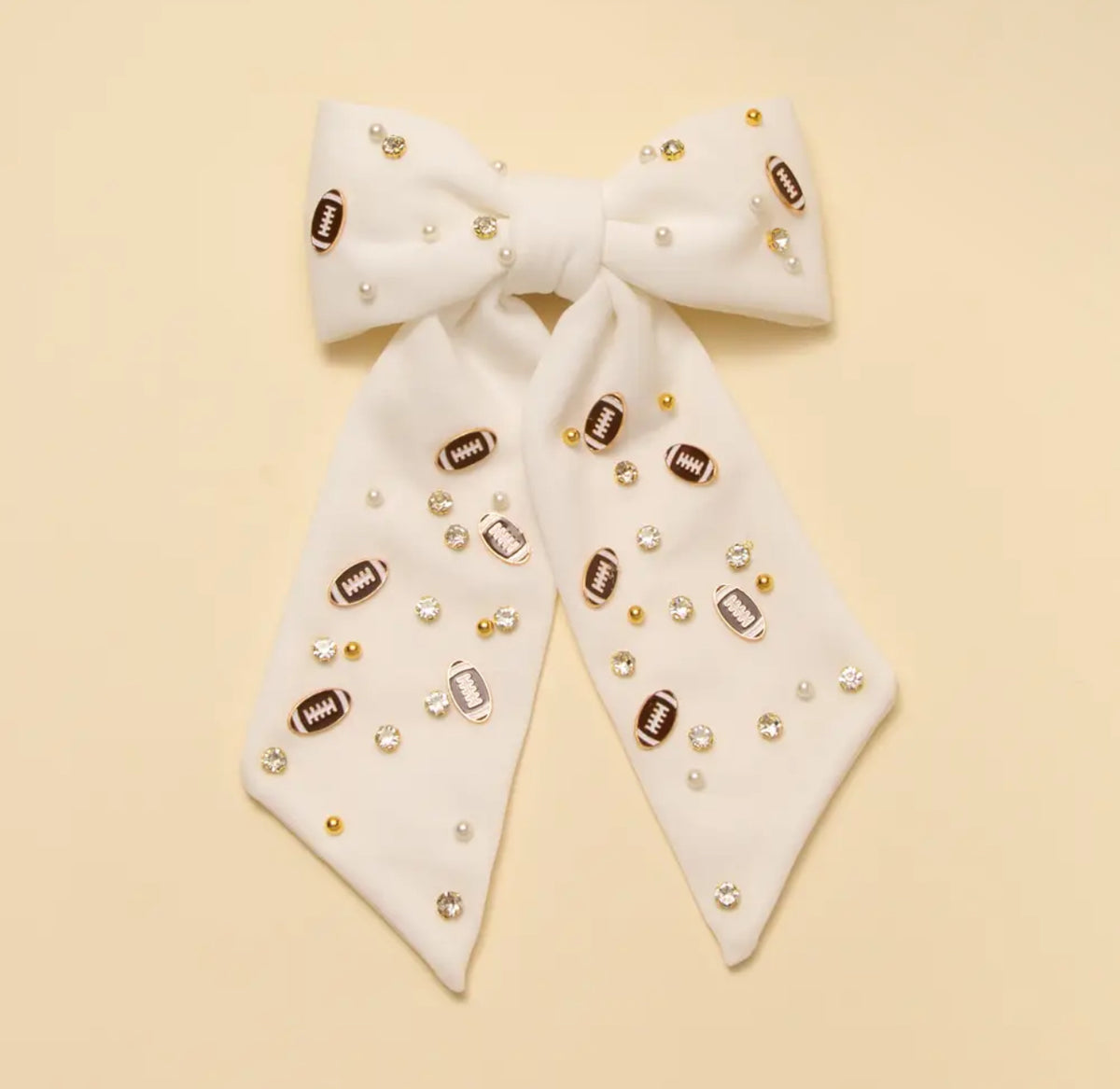 Football Pearl Embellished Hair Bow