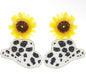 Sunflower Cowboy Print Hat Earrings